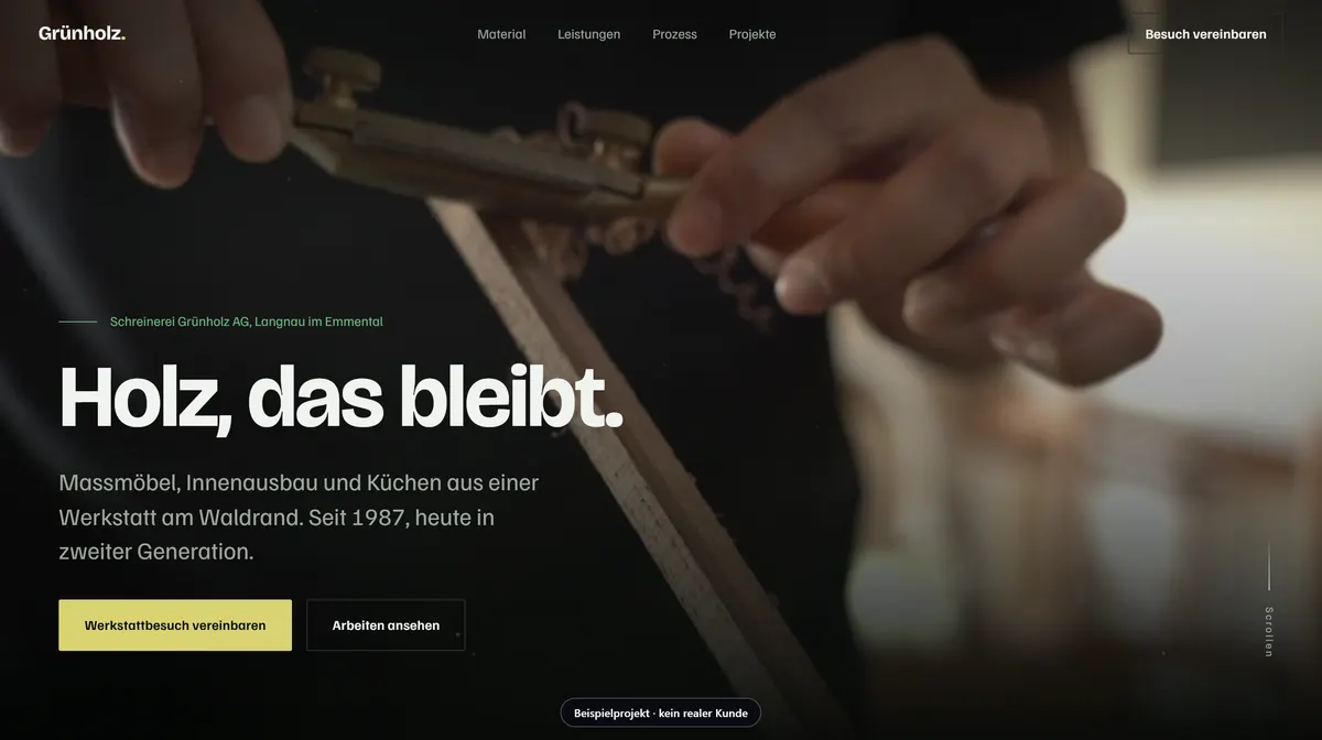 Beispielseite Grünholz, Schreinerei