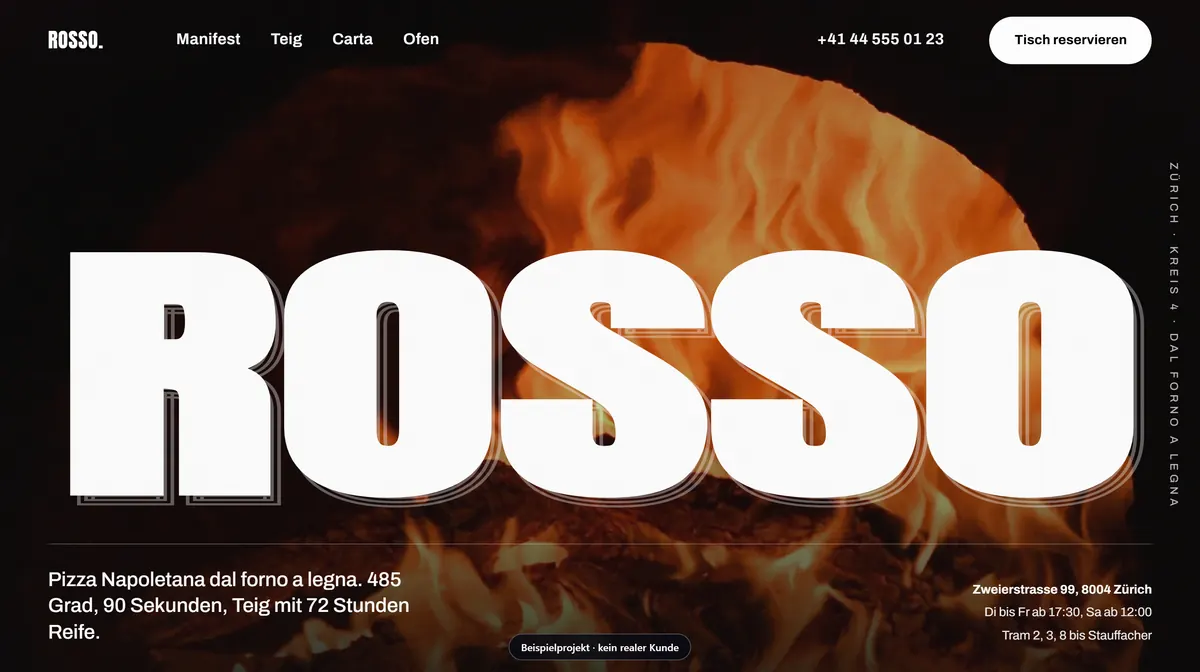 Beispielseite ROSSO, Pizzeria mit Holzofen
